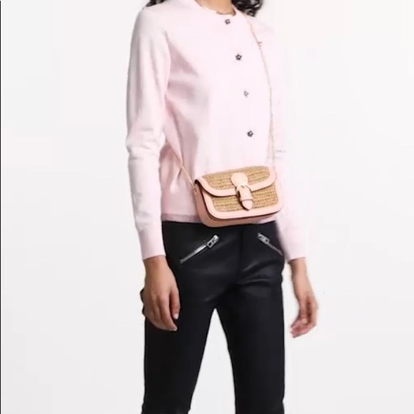 RARE🔥Authentic COACH Leather/suede/Straw flap logo Crosby/shoulder/wristlet bag - Picture 3 of 16